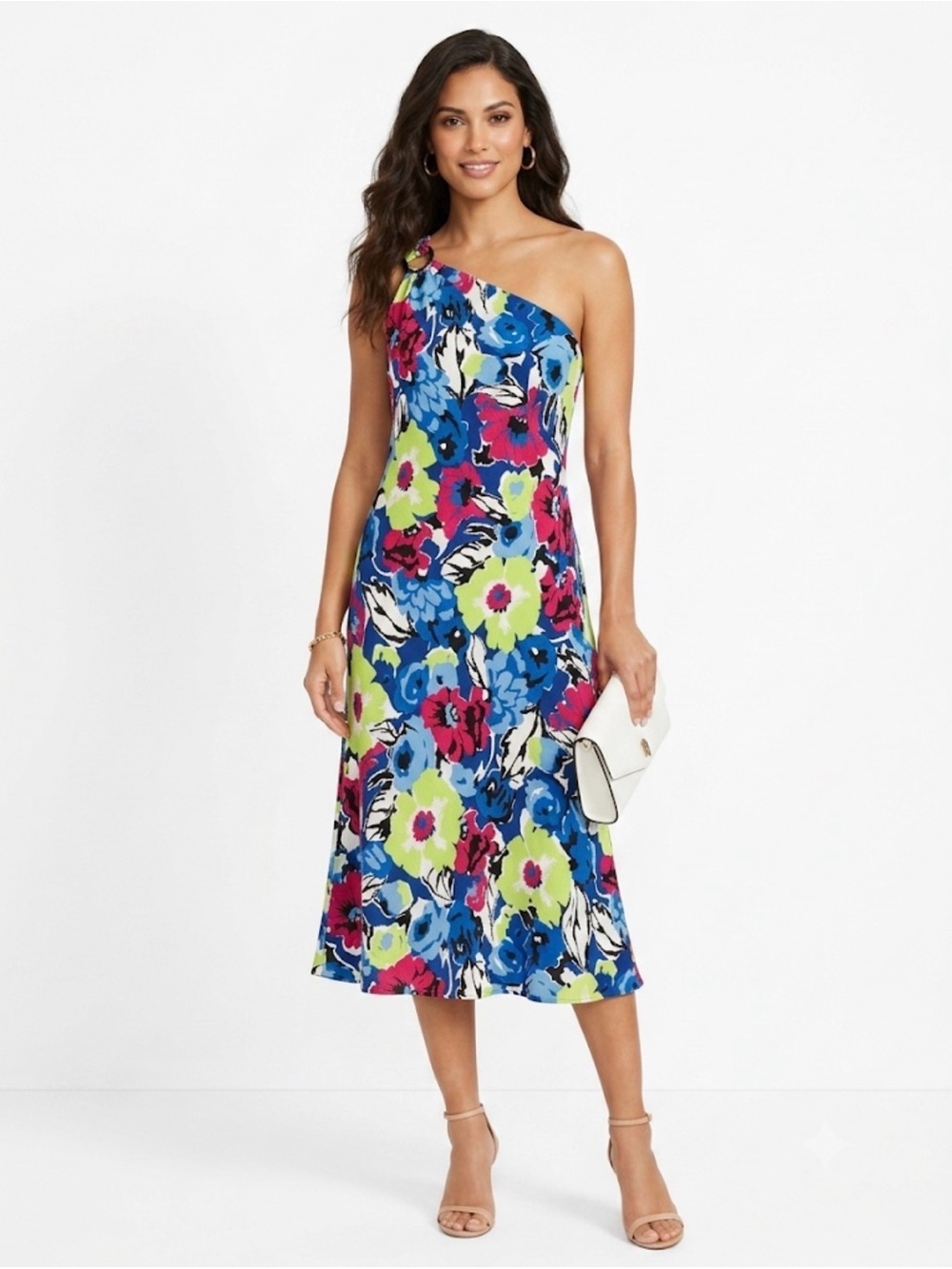 Lauren Ralph Lauren One-Shoulder Floral Dress Size 10 NWT Asymmetrical Hem